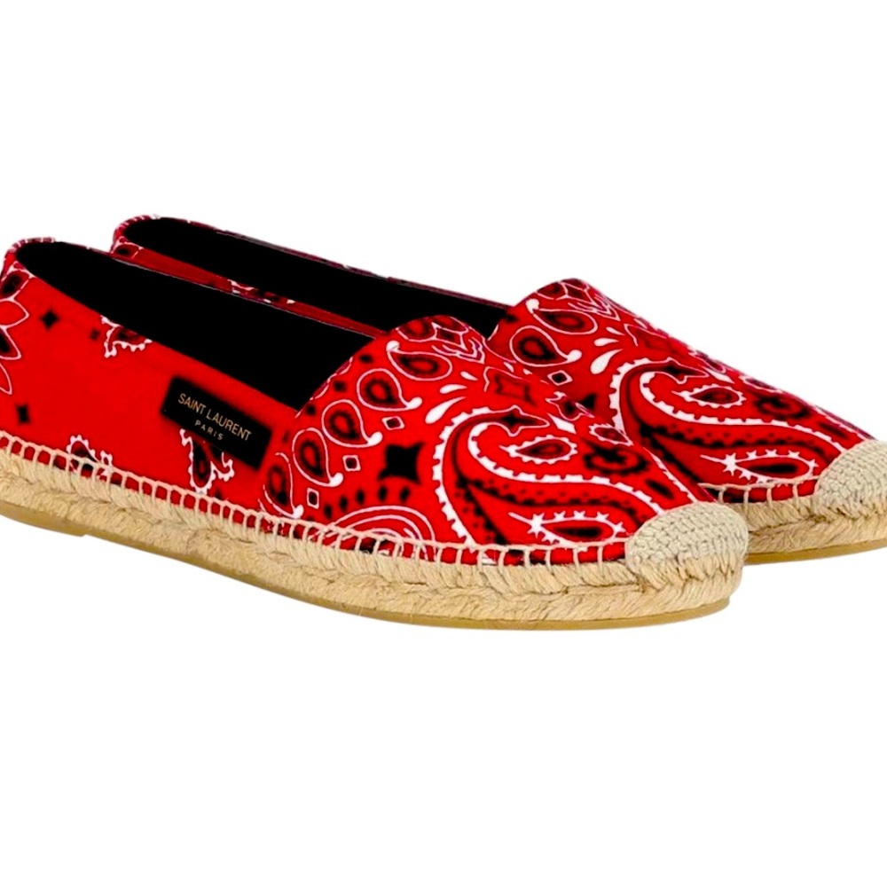 Red paisley Saint Laurent espadrilles 37 1/2